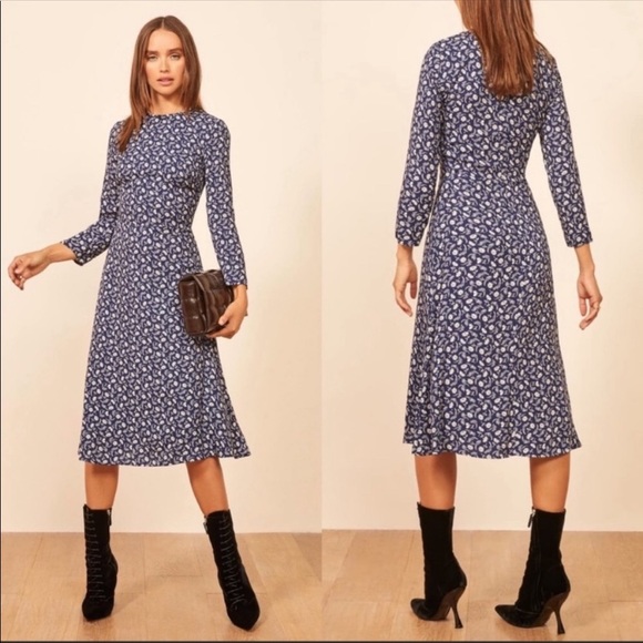 🌟NEW Reformation Monterey blue floral midi dress size 4 - Picture 1 of 6
